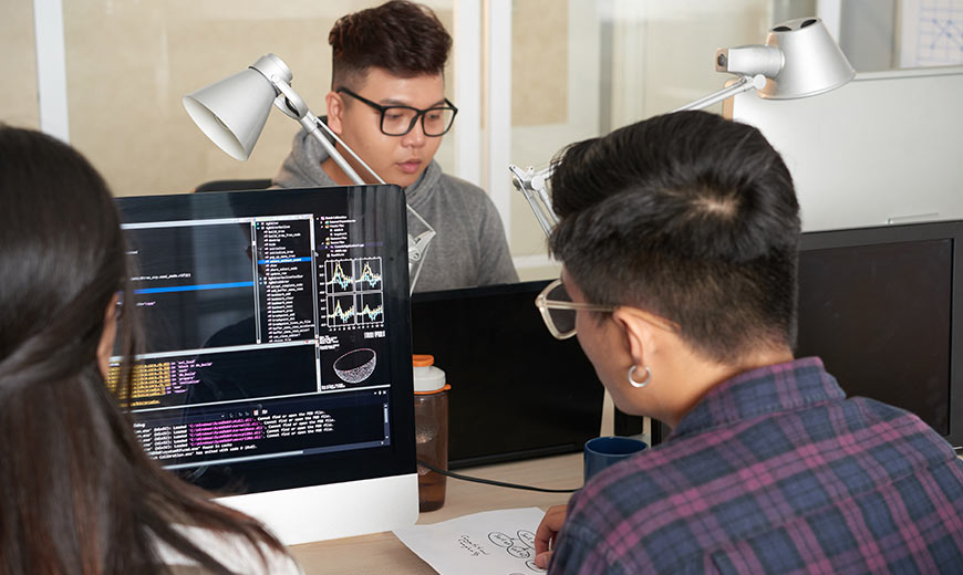 People working on computers.