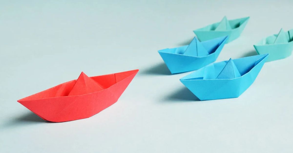 origami paper boats arrangement