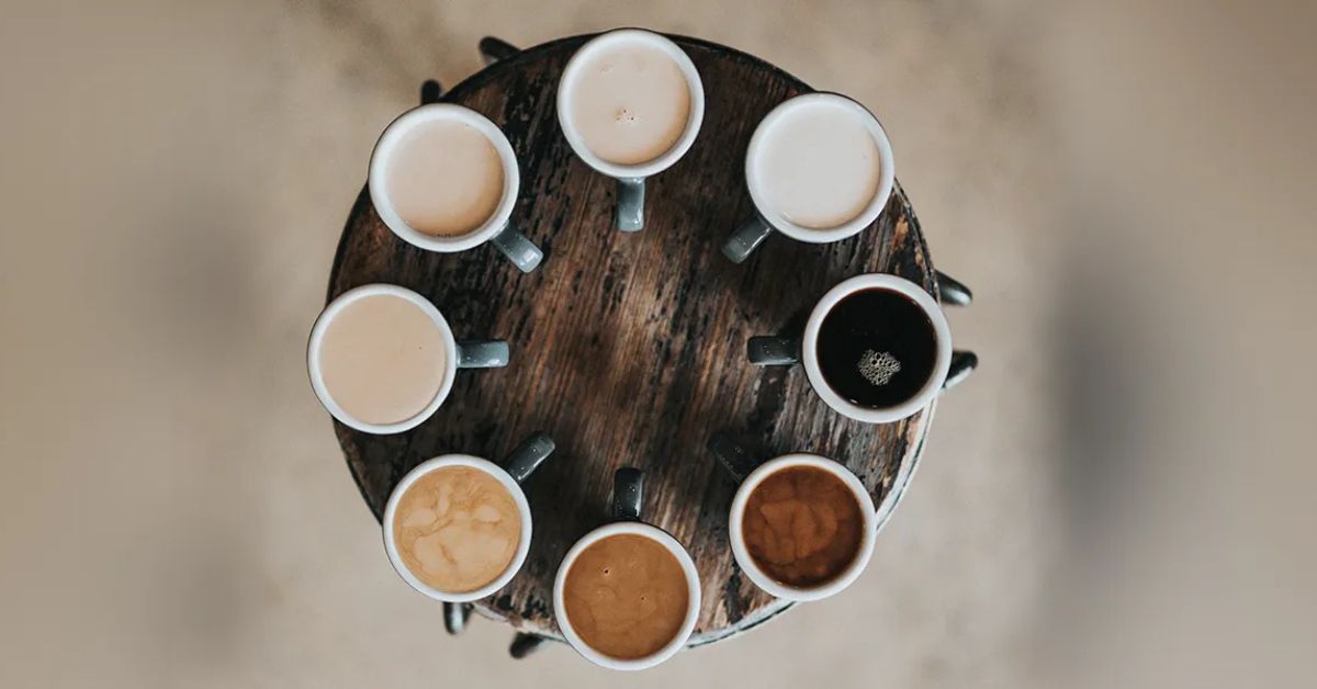coffee cups arranged circularly