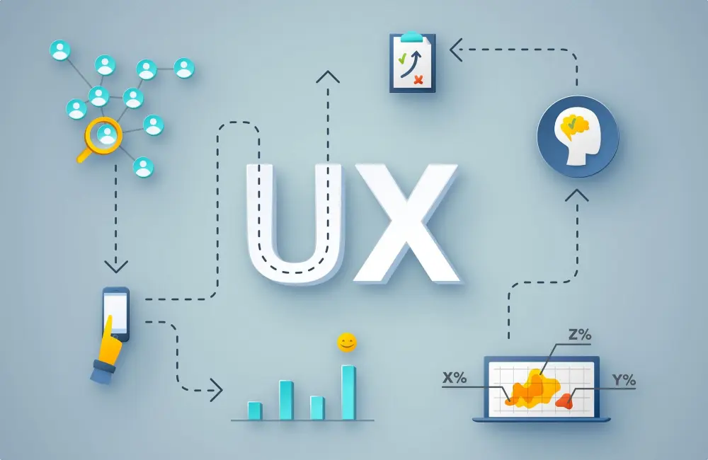 UX design concept with icons